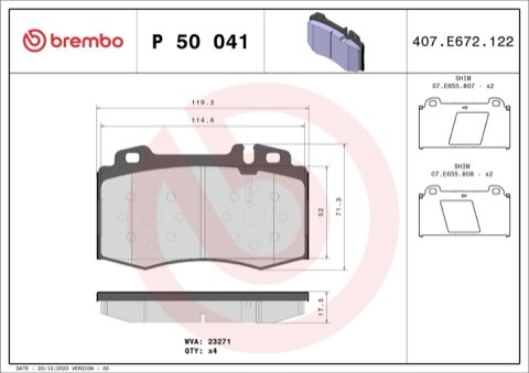 Brembo Prime P 50 041 Brake Pad Set — Front 118mm, photo 4