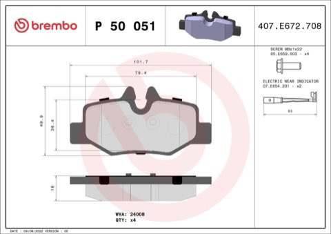 Brembo Prime P 50 051 Brake Pad Set — Rear 102mm, photo 5