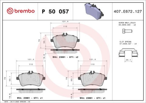 Brembo Prime P 50 057 Brake Pad Set — Front 132mm, photo 5