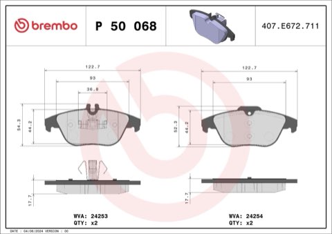 Brembo Prime P 50 068 Brake Pad Set — Rear 123mm, photo 5