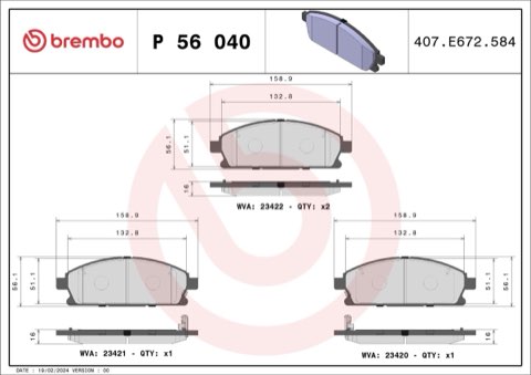 Brembo Prime P 56 040 Brake Pad Set — 159mm, photo 4