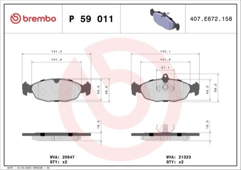 Brembo Prime P 59 011 Brake Pad Set, photo 5