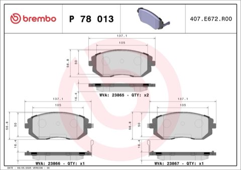 Brembo Prime P 78 013 Brake Pad Set — Front 137mm, photo 5
