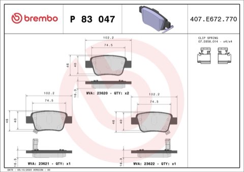 Brembo Prime P 83 047 Brake Pad Set — Rear 102mm, photo 5