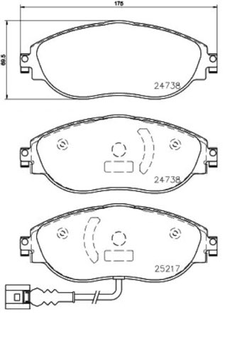Brembo Prime P 85 144 Brake Pad Set Prime Line - Ring — Front 175mm, photo 2