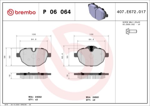 Brembo P 06 064 Rear Brake Pad, photo 5